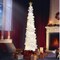 Collapsible Pop-Up White Round Sequin Artificial Christmas Pencil Trees - 5 Ft Tinsel Christmas Tree with 50 LED Warm White Lights Home Apartment Fireplace Party Xmas Decorations